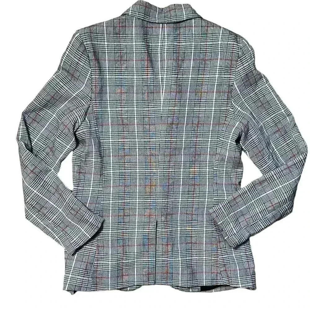 Aqua NWT Black Red Plaid Blazer Size Medium - Picture 4 of 5